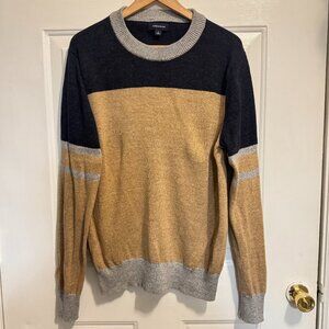 J. Crew Crewneck Knit Sweater Colorblock Men's L Cotton Wool Preppy Casual